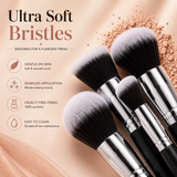 Glamza 10 Piece Makeup Brush Set with Mini Makeup Sponge