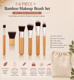 6pc & 10pc Bamboo Makeup Brushes with Eco-Friendly Carry Bag FREE UK Postage!