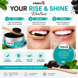 IB Rise & Shine Charcoal Teeth Whitening Powder & Bamboo Toothbrush Kit