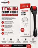 Infinitive Beauty Titanium Derma Roller | Face, Hair & Body Microneedling Tool + Optional Dermier Collagen Serum