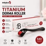 Infinitive Beauty Titanium Derma Roller | Face, Hair & Body Microneedling Tool + Optional Dermier Collagen Serum