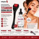 Infinitive Beauty Titanium Derma Roller | Face, Hair & Body Microneedling Tool + Optional Dermier Collagen Serum