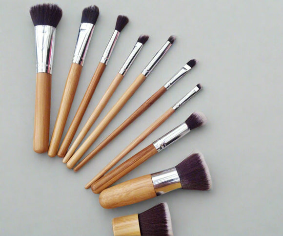 Bamboo Makeup Brushes with Eco-Friendly Carry Bag FREE UK Postage!